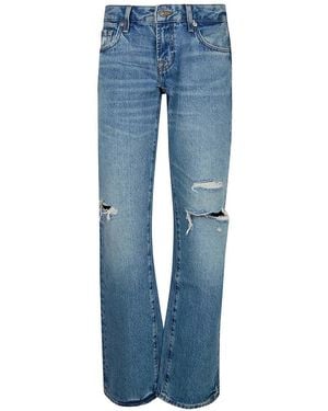 7 For All Mankind Low Straight Distressed Jeans - Blue