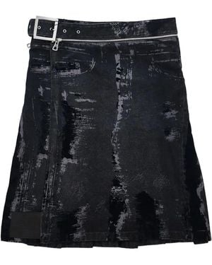 Jean Paul Gaultier Flock-Detail Pleated Skirt - Black