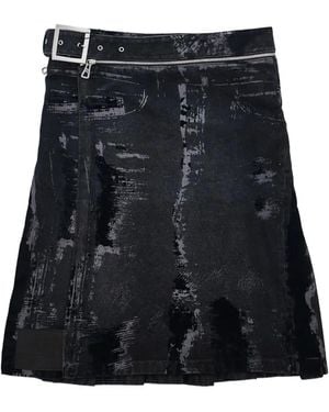 Jean Paul Gaultier Falda plisada con detalle afelpado - Negro