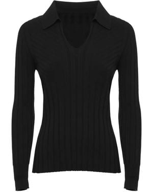 D.exterior Gerippter Pullover - Schwarz