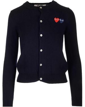 COMME DES GARÇONS PLAY Heart-Patch Cardigan - Blue