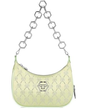 Philipp Plein Satin-Schultertasche mit Monogramm - Mettallic
