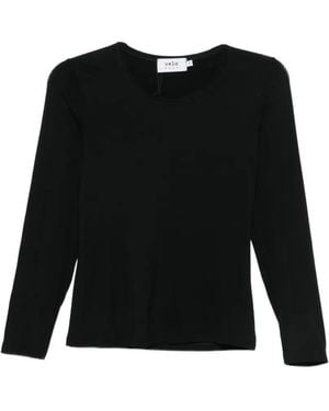 VELA SHOP Long-Sleeve Crew-Neck T-Shirt - Black