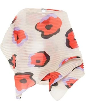 Issey Miyake Floral-Print Poncho - Red