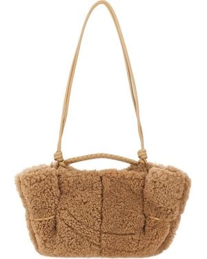 Hereu Schultertasche aus Shearling - Weiß
