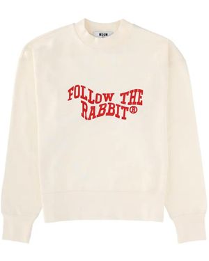 MSGM Printed Round-neck Knitwear - White