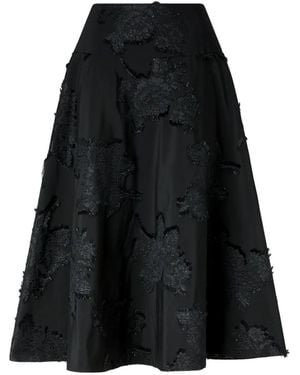 Antonio Marras Rose-Motif Fil-Coupé Midi Skirt - Black