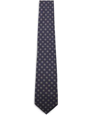 Canali Patterned Wool Tie - Blue