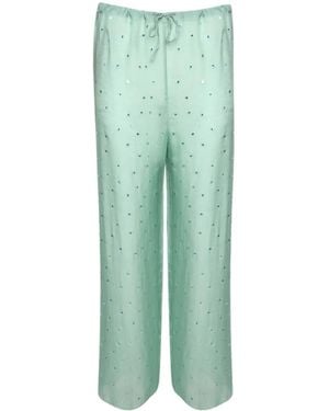Oséree Gem Trousers Embellished Straight-Leg Trousers - Green