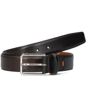 Santoni Reversible Leather Belt - Black