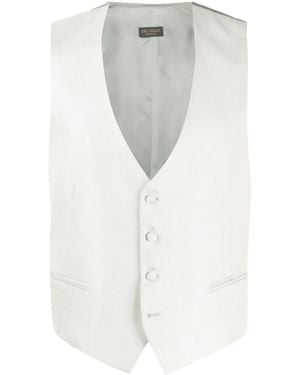 Dell'Oglio V-Neck Silk Waistcoat - White