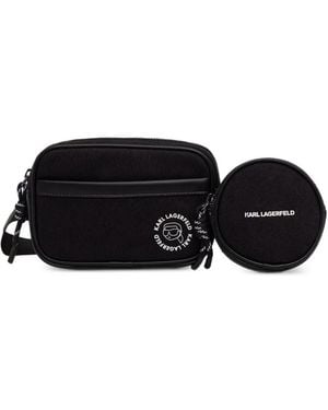 KARL LAGERFELD Logo-Print Belt Bag - Black