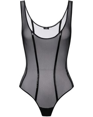 Elisabetta Franchi Tulle Bodysuit - Grey