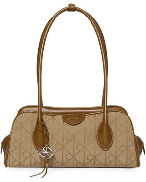 Calvin Klein Emblem Monogram-Pattern Tote Bag - Metallic