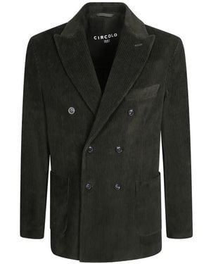 Circolo 1901 Double-Breasted Corduroy Jacket - Black