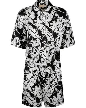 Michael Kors Floral-Print Playsuit - Black
