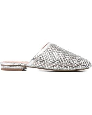 Bibi Lou Mules De Malla Con Apliques De Cristal - Blanco