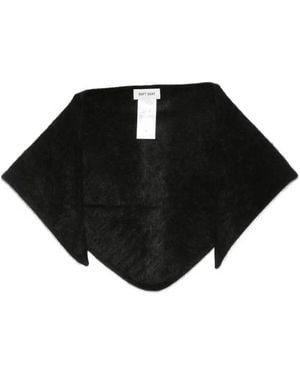 Soft Goat Fuzzy Triangular Scarf - Black