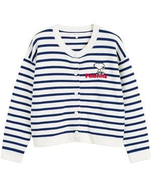 Chinti & Parker X Peanuts Snoopy-Appliqué Cardigan - Blue
