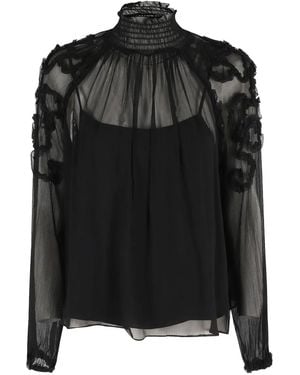 Ulla Johnson Ruffled High-neck Blouse - ブラック