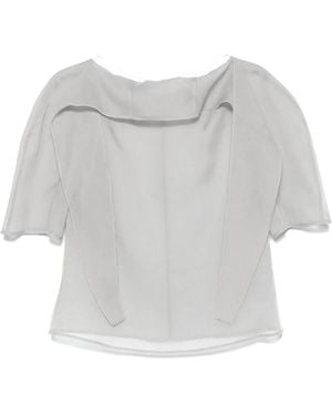 Amomento Knotted-Collar Blouse - White