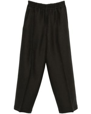 Ami Paris Relaxed Fit Wool Pants With Tapered Leg - Black