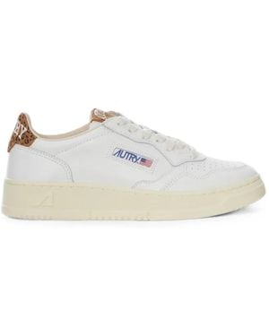 Autry Leopard-Print Paneled Sneakers - White