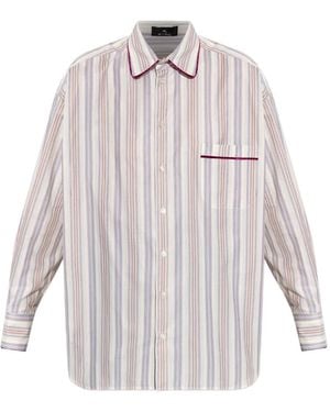 Etro Striped Velvet-trimmed Shirt - ホワイト