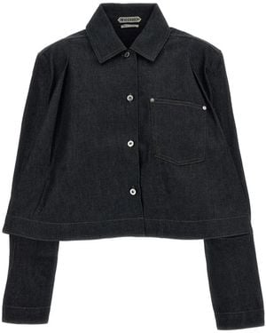 JW Anderson Camisa Vaquera Con Manga Plisada - Negro