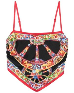 Dolce & Gabbana Carretto-Print Silk Top - Pink