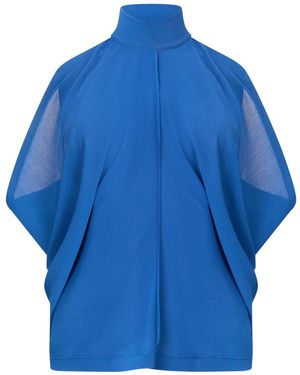 Alberta Ferretti High-Neck Flared Blouse - Blue