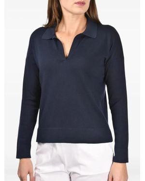 Gran Sasso Polo-Neck Cotton Top - Blue