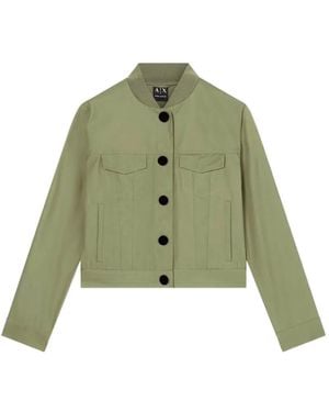 ARMANI EXCHANGE Button-Up Bomber Jacket - Green