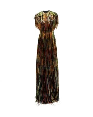 Gemy Maalouf Vestido Con Flecos Y Cuentas - Blanco