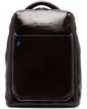 Piquadro Personalizable Laptop Leather Backpack - Black