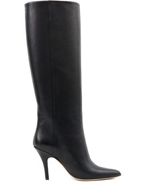 MM6 by Maison Margiela Leather Knee-High Boots - Black