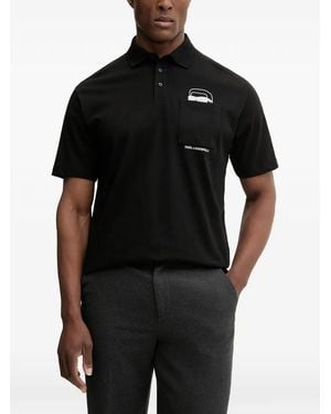 KARL LAGERFELD Pocket-Detail Polo Shirt - Black