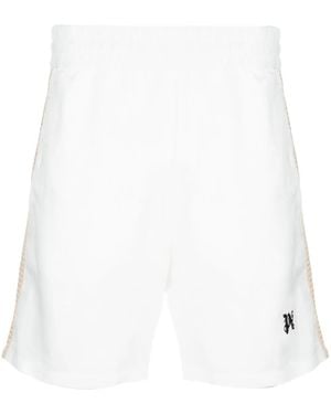 Palm Angels Pa Monogram-Print Linen Track Shorts - White