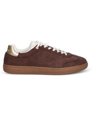 ARMANI EXCHANGE Perforated-Logo Trainers - Brown