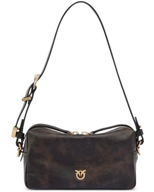 Pinko Love Birds Leather Shoulder Bag - Black