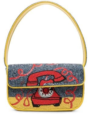 STAUD Tommy Hotline Bead-Embellished Shoulder Bag - White