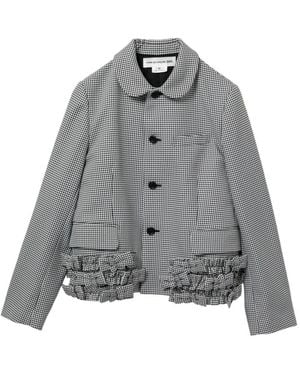 Comme des Garçons Ruffled Houndstooth Jacket - Gray
