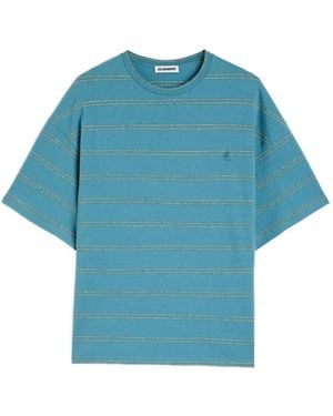 Jil Sander Gestreiftes T-Shirt - Blau
