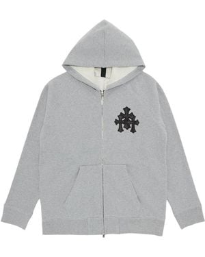 Chrome Hearts Cross-Patch Zip-Up Hoodie - Grey
