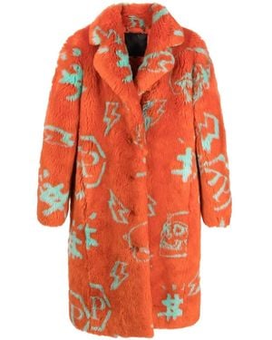Philipp Plein Faux-Fur Monogram Jacket - Orange