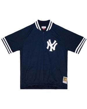 Mitchell & Ness 1988 New York Yankees Poloshirt Mit Gestreiftem Kragen - Blau