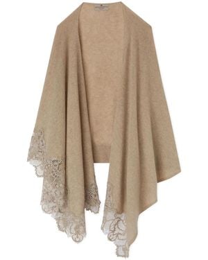 Ermanno Scervino レーストリム カシミアスカーフ - ナチュラル