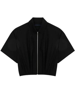 Juun.J Gesmockte Blouse Met Rits - Zwart