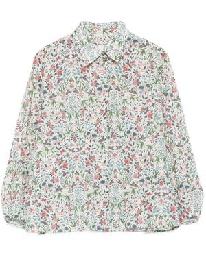 Xacus Margot Floral-Print Long-Sleeve Shirt - White