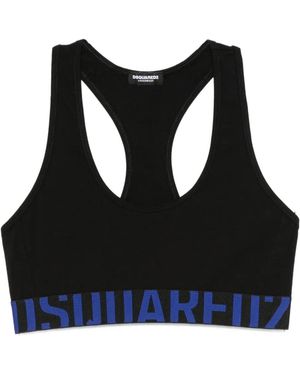 DSquared² Racer-Back Logo-Band Sports Bra - Black
